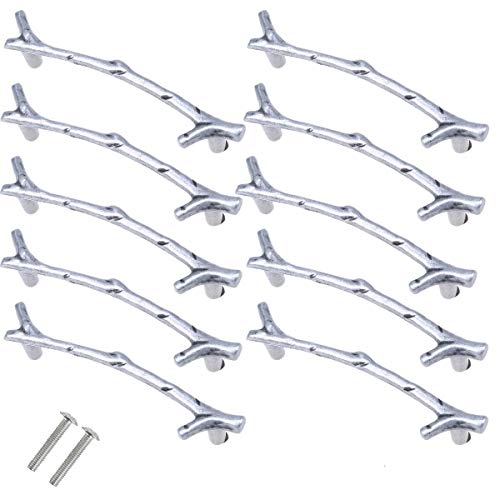 CENGOOD 10x Cabinet Handle Pulls Wardrobe Drawer Door Cupboard Knobs Twig Hole Center 3-3 4 Silver
