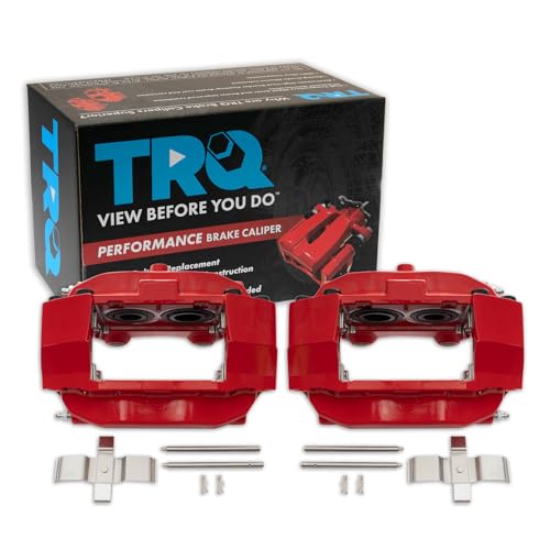 TRQ Front Driver and Passenger Side Brake Caliper Set Caliper Brackets Hardware Compatible with 2003-2009 Nissan 350Z 2004 INFINITI G35