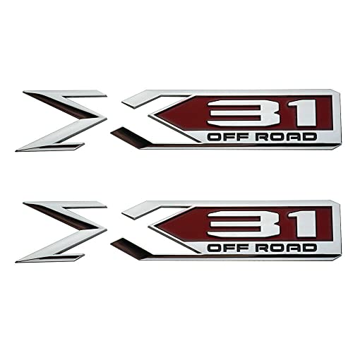 Image of Pair Set Sierra 1500 X31 Off Road Emblems 3D Rear Bodyside Truck Bed Decal Badge Nameplate Replacement for 2019-2022 Sierra 84682662 (Chrome Red)