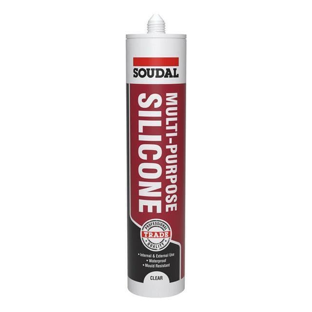 Soudal Trade Multi-Purpose Silicone Sealant Mould Resistant Waterproof 290ml (Clear)