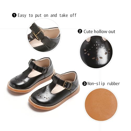 Image of GINFIVE Toddler Girls Dress Shoes Little Kids Flats School Mary Janes Shoes