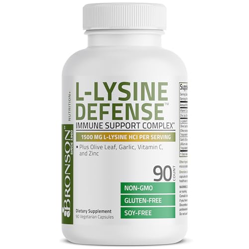 Bronson 1147-90 L-Lysine Defense Immune Support Complex 1500 Mg L-Lysine Plus Olive Leaf, Garlic, Vitamin C And Zinc - Non-Gmo, 90 Vegetarian Capsules thumb #4