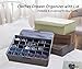 AARAINBOW 2 Packs Underwear Socks Ties Storage Organizer with Lids Foldable Closet Drawer Organizer 60 Cells, Fabric Wardrobe Divider Storage Boxes for Scarves and Lingerie (30 Cell, 2 Gray)