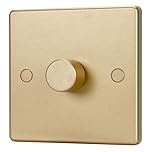 Aroidful 5-200W LED Dimmer Switch, 1 Gang 2 Way Rotary Trailing Edge Dimmer with Push On/Off, Suitable for Dimmable LED Lights, Incandescent & Halogen (Matte Gold)