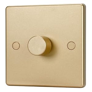 5-200W LED Dimmer Switch, 1 Gang 2 Way Rotary Trailing Edge Dimmer with Push On/Off, Suitable for Dimmable LED Lights, Incandescent & Halogen (Matte Gold)