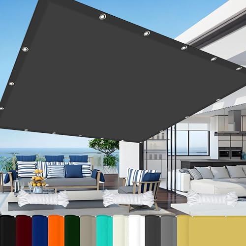 Coupe-vent voiles avec oeillets 6,5x8,5m en polyester gris foncé - 2