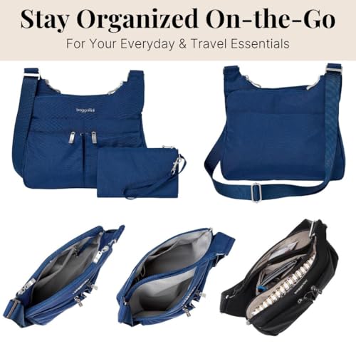 Image of Baggallini Crossbody Travel Bag 11x8.5 Lightweight Water-resistant Nylon Handbag
