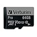 Produktbild Verbatim Pro U3 Micro SDXC Speicherkarte mit Adapter, 64 GB, Datenspeicher für 4K Ultra HD Video-Aufnahmen, Micro SD Karte in schwarz, ideal für Action-Cams, Camcorder, Smartphones und Tablets