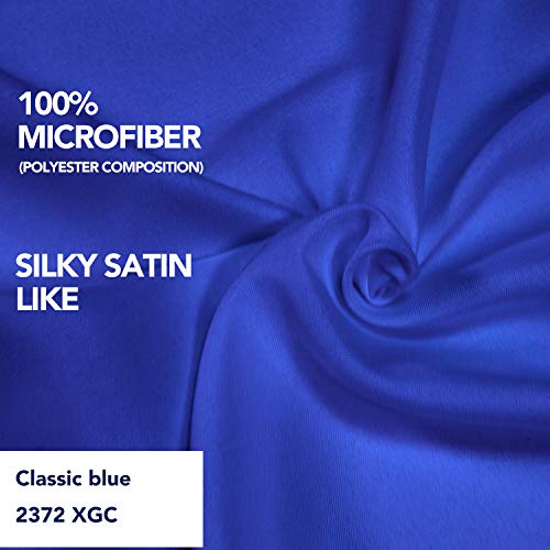 PureFit Wrap Around Ruffled Bed Skirt with Adjustable Elastic Belt - 18 Inch Drop Easy to Put On, Wrinkle Free Bedskirt Dust Ruffles, Bed Frame Cover for Twin, Twin XL and Full Size Bed, Classic Blue