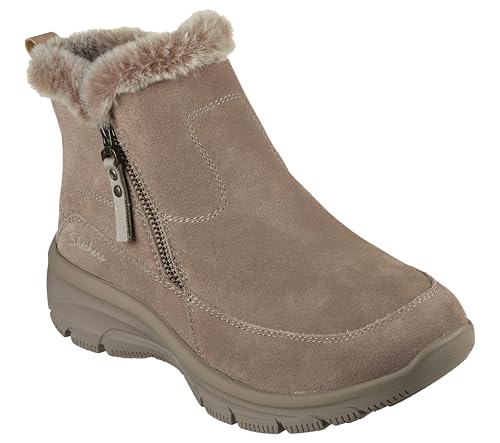 Skechers Women's EASY GOING - COOL ZIP Zip-Up Boot, Taupe, 8M