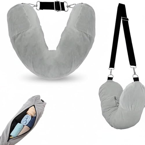 Almohada de viaje de terciopelo con almacenamiento universal miniatura 1
