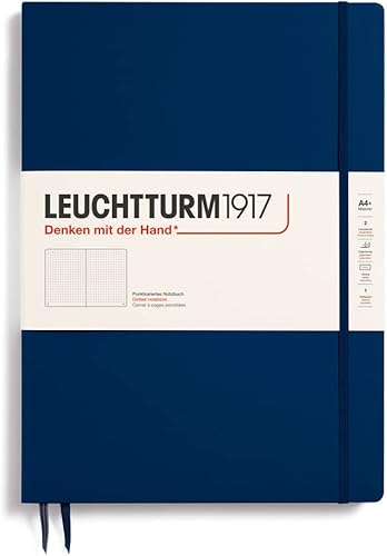Leuchtturm1917 Cuaderno delgado Master de tapa dura, azul marino, A4