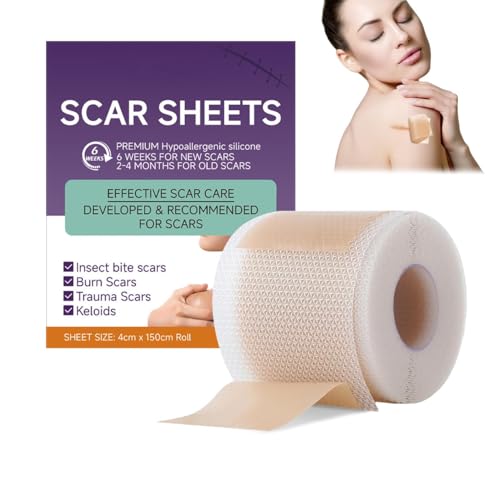 #ColaboraciónPagada<br>Silicone Scar Sheets Parches Cicatrizantes Silicona Reutilizables Parches Silicona Cicatrices para Cesárea Cirugía Quemaduras Queloides y Acné Eliminación Efectiva y Cómoda de Cicatrices 4cm×150cm
