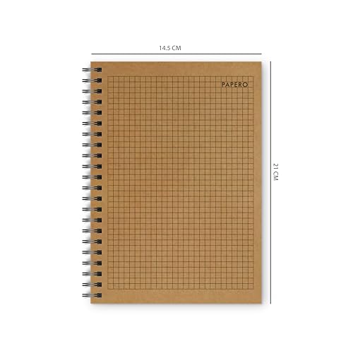 Image of PaperO Professional A5 Square Grid Notebook | 5MM Square Graph Design | A5 Size (21.0 x 14.5 cm) | Ideal for Architects & Designers | Kraft Cover | 100 Pages | (Plain Square)