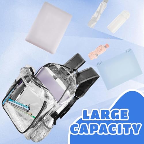 Image of Amylove 24 Pcs Clear Backpack bulk for Stadium Events Heavy Duty PVC Transparent Bookbag for College Workplace Security (15 Inches,Black)