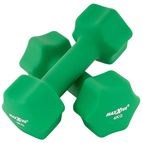 MAXXIVA Hantelset Neopren Kurzhanteln 2 x 4.0 kg Fitnesshanteln Krafttraining Workout Homegym