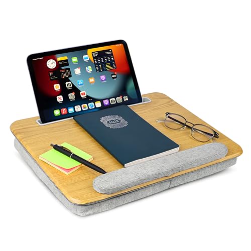 Image of Medium Lap Desk Pillow | Wooden Laptop Stand | Portable Lap Desk for Home, Office, and Travel Comfortable workspace for Maximum Productivity (Medium)