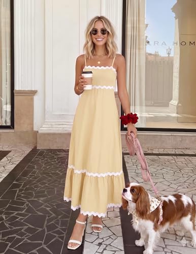 Image of ZESICA Women's 2026 Summer Spaghetti Straps Sleeveless Backless Sundress Flowy Smocked Lace Swing A Line Midi Dress