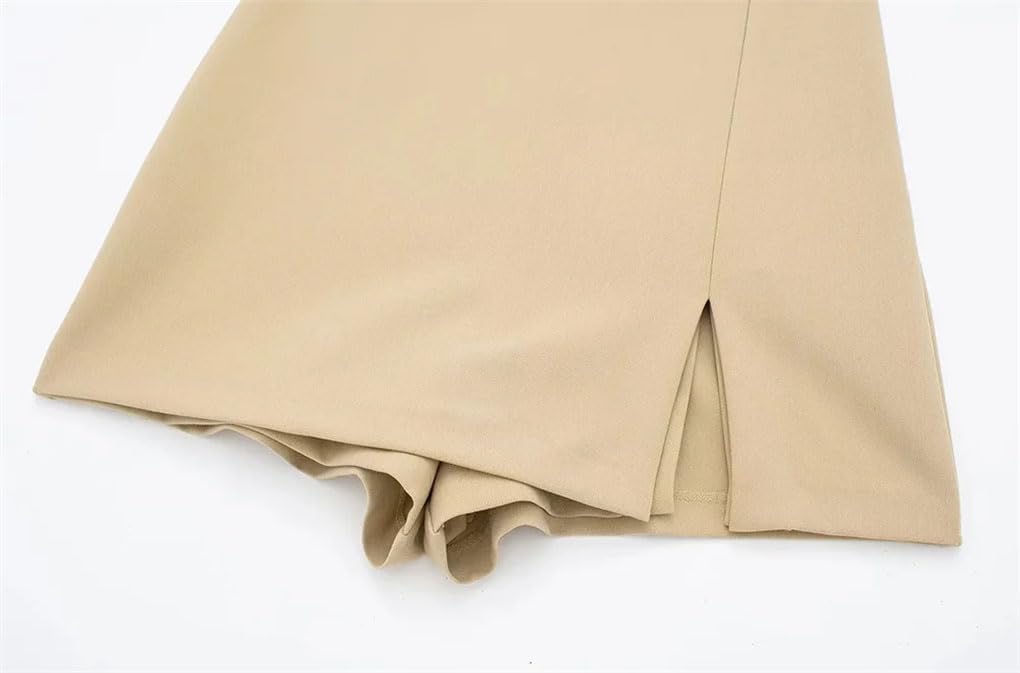 Women's Front Slit Shorts Skirts with Side Zipper Solid Color High Waist Female Skort