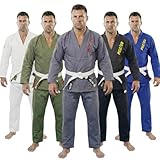 POZTEV Brazilian Jiu Jitsu Gi for Men & Women BJJ Gi Grappling Kimonos Preshrunk Lightweight Fabric Martial Arts Training Uniform With Free White Belt (Grey,A5)