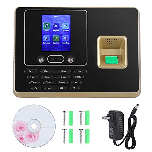 Cara Huella Digital Contraseña Máquina de Asistencia Empleado Comprobación de nómina Grabadora2.8 Pulgadas TFT LCD Reconocimiento Facial Tiempo de atención Reloj(EU Plug)