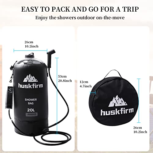 Huskfirm Portable Shower,5 Gallons/20L Camping Shower Bag With Electric Air Pump,Water Level Window,Solar Shower With Hot Water,Adjustable Nozzle,Camp Shower For Beach Hiking Outdoor Camping Trip #TOP4