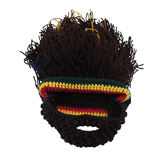 Image of Funny Rasta Wig Beard Hats Knitted Jamaican Rasta Beanie Hat with Dreadlocks Christmas Halloween for Men Women