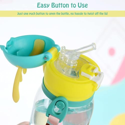 Image of FERIO Cute Panda Kids Water Bottle 600 ml, BPA-Free Sipper Bottle with Strap Leak-Proof Baby Water Bottle for School, Travel, Outdoor Use Cartoon Bottle for Girls & Boys (Multicolor, Pack of 1)