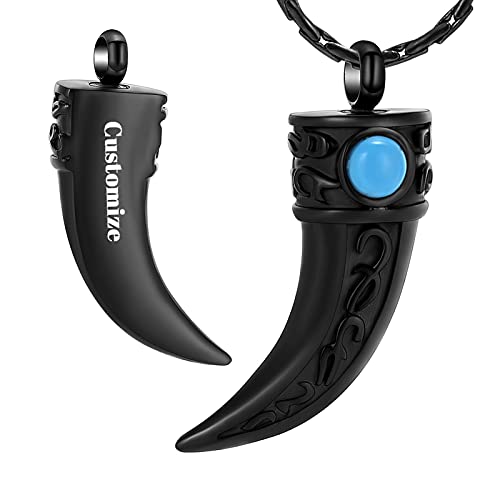 constantlife Retro Wolf Teeth Cremation Necklace for Ashes Stainless Steel Pendant Memorial Urn Jewelry Ashes Holder2