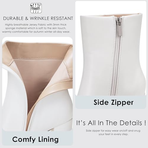 GENSHUO Square Toe Ankle Boots for Women 3.15 Inch High Block Heel Short Boots Fashion Side Zipper Booties Shoes3