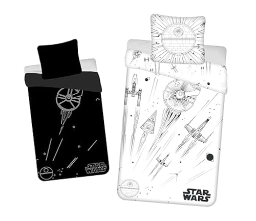 Jerry fabrics Juego de cama Star Wars Death Star, 100% algodón, funda nórdica de 140 x 200 cm + funda de almohada de 65 x 65 cm, brillante en la oscuridad | Ya disponible en tu tienda friki favorita! En mundofriki.es!