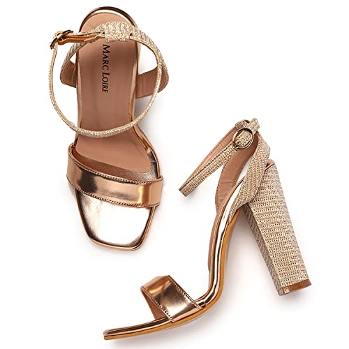 Image of Marc Loire Women's Faux Leather Comfortable Block Heel Sandals for Casual, Party and Formal Occasions.