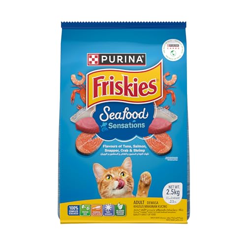 Image of Purina Friskies Seafood Sensations Adult Dry Cat Food, 2.5kg, Contains Tuna, Salmon, Snapper, Crab & Shrimp Flavours