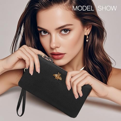 imeetu women39s wristlet clutch purse leather cell phone wallet handbag with wrist strap