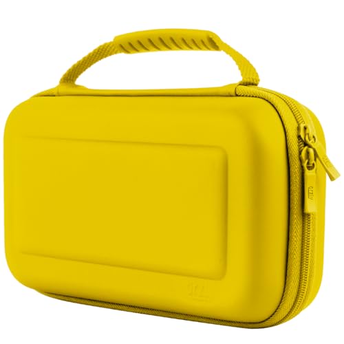 Image of Orzly Carrying Case for Nintendo Switch OLED and Switch Console - Yellow Protective Hard Portable Travel case Shell Pouch for Nintendo Switch Console & Accessories