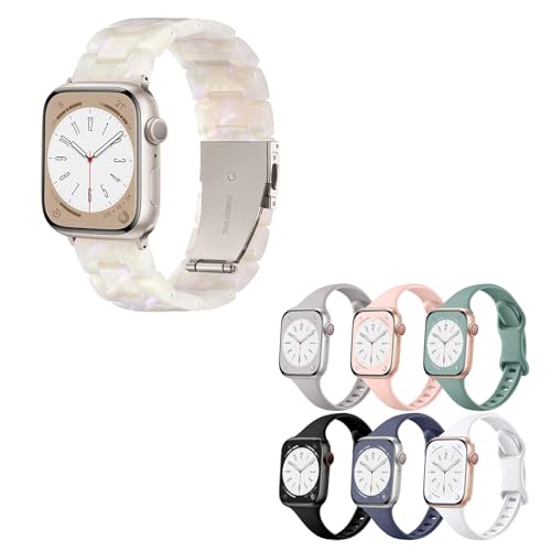 Lerobo Resin Watch Band Compatible with Apple Watch Band for Women 40mm 38mm 41mm 42mm 44mm 45mm 46mm 49mm,Fashion Lightweight Tortoise Wristband Strap for iwatch Series 10 9 8 7 6 5 4 3 2 1 SE