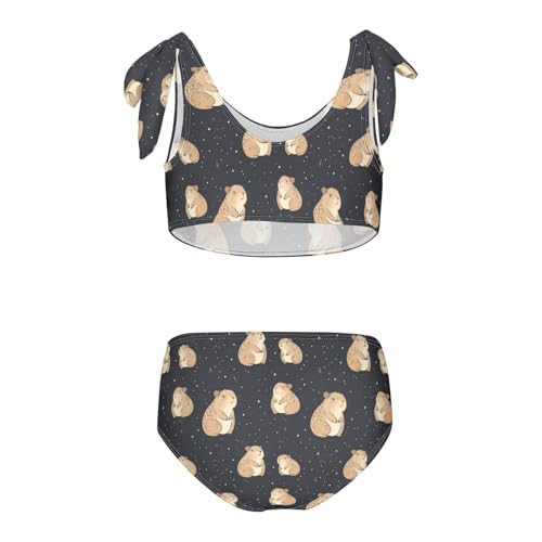 Cute Capybaras Dark Back Space Girls Tankini Swimsuit Kids Bikini Sets 2 Pcs Bathing Suit 3T2