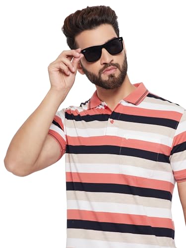 Image of UNIBERRY Men's Cotton Blend Half Sleeve Printed Polo Neck T-Shirt Has A Short Sleeve & Pocket On ChestBZRMT6-MR