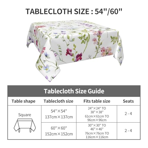 Nappe carrée imperméable 152x152 cm fleurie pour table - 3