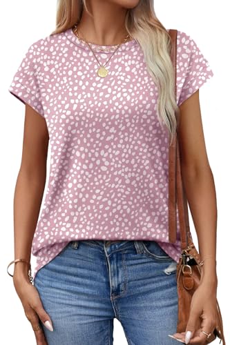 Image of Alaroo Womens Summer Tops Short Sleeve Shirts Crew Neck Tshirt Cute Trendy Tunic Blouses (S-3XL)