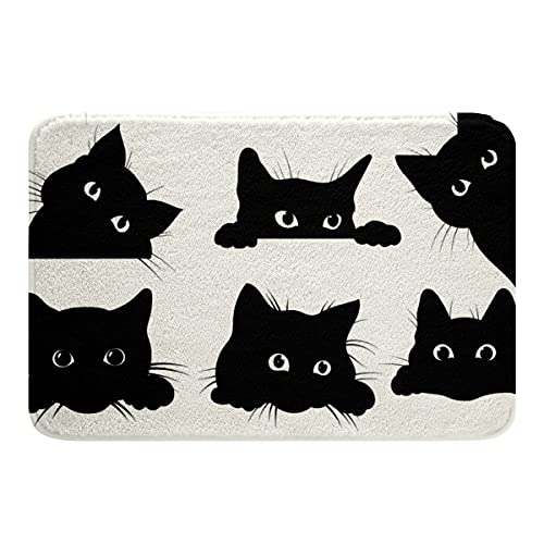 Loussiesd Tappeto da bagno a forma di gatto nero, antiscivolo, tappetino da bagno Kawaii Kawaii Kitten tappetino assorbente morbido accogliente tappeto per camera da letto soggiorno 40,6 x 61 cm