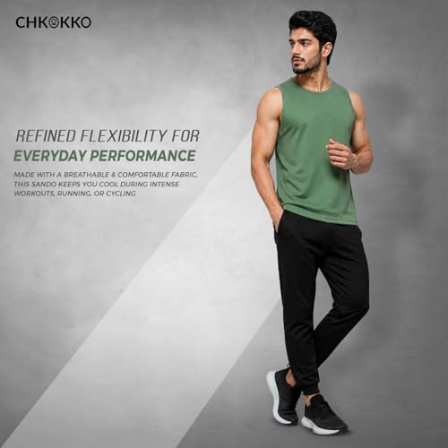 Image of CHKOKKO Sleeveless T Shirts Gym Vest for Men Workout Solid Premium Cotton Blend Tank Top for Man Running Vest Sando Gym Wear Lightweight Breathable Casual Summer Wear Boys