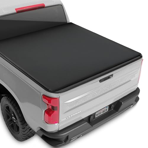 Truck Tonneau Cover for Chevy Silverado 1500 / GMC Sierra 1500 2007-2018 with 5.8 ft Bed Length, All-Weather Soft Tri-Fold Truck Bed Cover for Truck Black