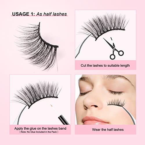 Glowingwin Half Wispy Cat Eye False Eyelashes - Natural Look 10 works Soft 3/4 Corner Lashes - Handmade Strip Reusable Fluffy Faux Mink - Image 3
