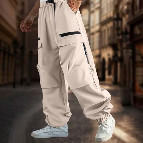 Casual Cargo Pant for Men Running Hiking Workout Sweatpants with Pocket Elastic Waist Loose Fit Comfy Cuffed Trousers2