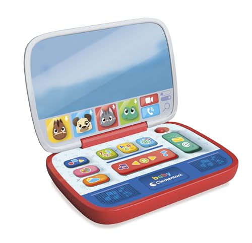MINI LAPTOP: un computer educativo con 8 tasti interattivi che stimolano l'apprendimento di lettere, numeri, parole e tanto altro e uno specchietto per simulare videochiamate, imitando lo smartworking di mamma e papà