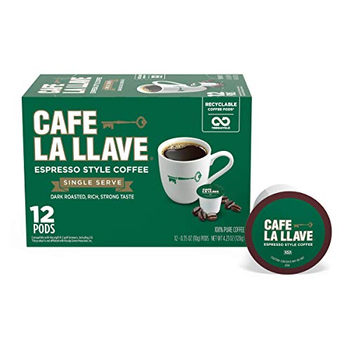 Cafe La Llave Espresso K-Cup (72 Count) Recyclable Single-Serve Coffee, Compatible with Keurig K-Cup Brewers