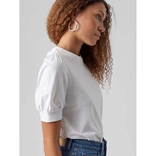 VERO MODA Vmkerry 2/4 O-Neck Top VMA Noos, Camiseta Mujer, Blanco Brillante, M