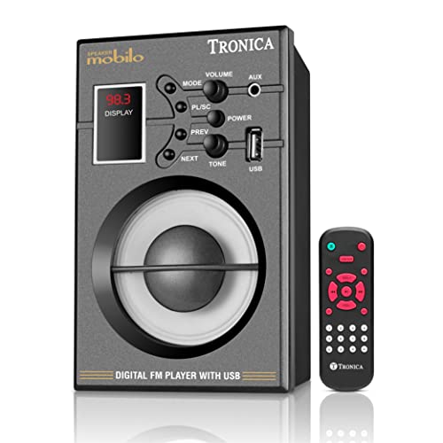 TRONICA Portable Rechargable Bluetooth Speaker, Digital FM Player with USB, MP3, Aux Cable Support, 220v Mini Bluetooth Speaker, Compatible with Smart Phone, Laptop, Computer (Black)