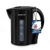 EMERIO Wasserkocher 1.0 Liter | 1200 Watt | Wasserstandsanzeige | Trockengehsschutz | Auto-Off | STRIX | beleuchteter Ein-/Aus-Schalter | ideal für Zuhause, Camping oder Büro | WK-133947 | Schwarz